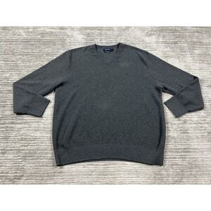 Nautica Sweater Mens 2XL Gray V-Neck‎ Long Sleeve Pima Cotton Blend